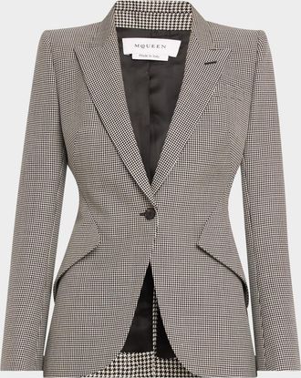 Alexander McQueen SIngle-Breasted Houndstooth Blazer