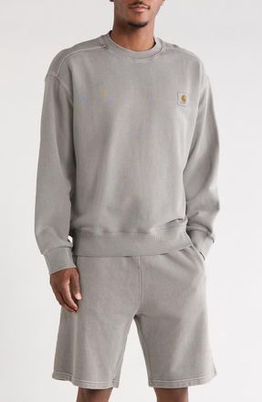 Carhartt Work in Progress Nelson Logo Patch Sweatshirt in Yosemite (Garment Dyed) at Nordstrom, Size Xx-Large
