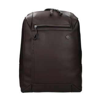 Piquadro Backpacks, male, Brown, Size: ONE SIZE Luxury Leather Backpack with Multiple Compartments