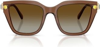 Swarovski 53mm Irregular Sunglasses in Brown /Brown Polar at Nordstrom
