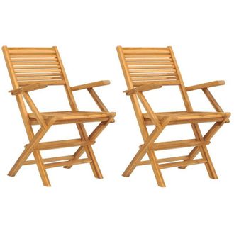 vidaXL Sillas De Jard&iacute;n Plegables 2 Uds Madera Maciza Teca 55x62x90 Cm Vidaxl