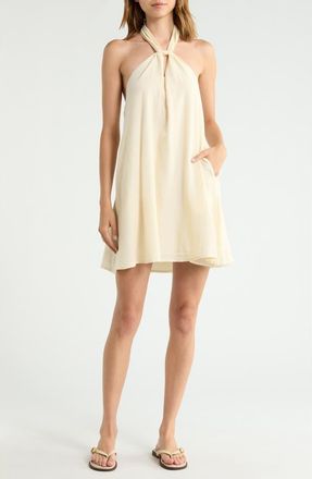 Elan Halter Open Back Cover-Up Dress in Off White at Nordstrom, Size X-Small