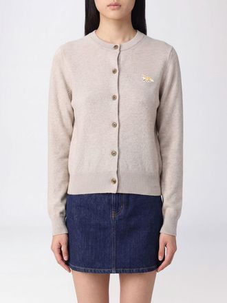Maison Kitsun&eacute; Cardigan girocollo in lana con logo ricamato