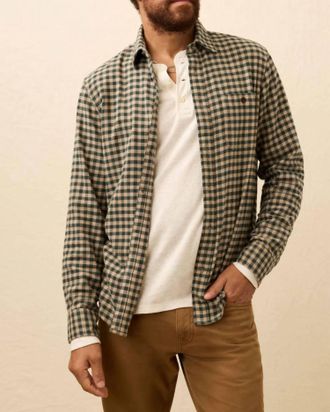 The Normal Brand Hudson Flannel Shirt In Blue Gingham