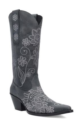Dingo Swing Floral Embroidery Western Boot in Black at Nordstrom, Size 8.5