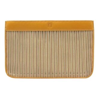Loewe Pre-owned Anagram Mesh Leather Pouch - Dames - Pre-owned - Geel - Maat: ONE Size Leer