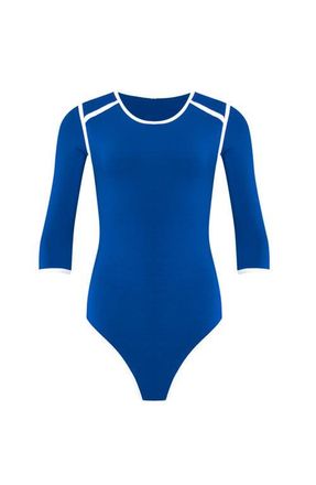 Brunna.Co The Girl 3/4 Sleeve Second Skin Active Bodysuit in Blue at Nordstrom, Size Large