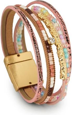 Saachi Mixed Bead Faux Leather Multistrand Bracelet in Pink at Nordstrom Rack