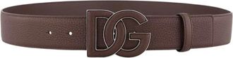 Dolce & Gabbana Bruin Hertenprint Riem met DG-Logo Gesp - Heren - Riemen - Bruin - 110 CM - Leer - Accessoires