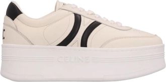 Celine Block Sneaker Met Triomphe Achteraan En Wedge-Zool - Dames - Sneakers - Wit - 41 EU - Katoen - Schoenen