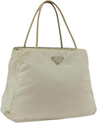 Prada Pre-owned Nylon Tote Bag - Dames - Vintage Shopper - Beige - ONE Size - Nylon - Vintage
