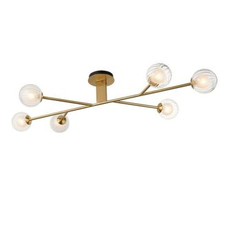 Netlighting ROME Multi Arm Dimmable Stylish Indoor Glass Semi Flush Ceiling Lamp in Yellow