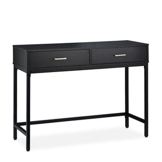 Relaxdays Relaxdays - Consola Recibidor, Mesa Entrada Con 2 Cajones, 81x110x42 Cm, Mesa Auxiliar Estrecha, Pasillo Y Sal&oacute;n, Negro