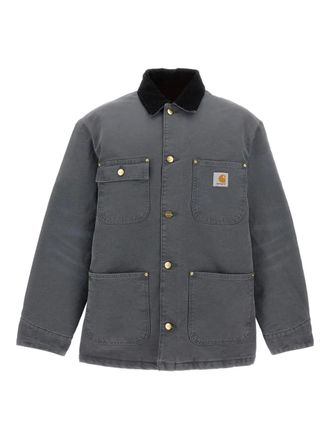 Carhartt Work in Progress corduroy-collar patch-pocket jacket - men - Organic Cotton - S - Grey