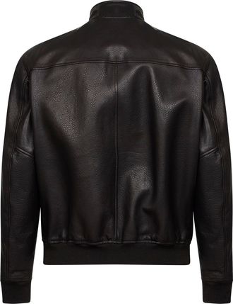 Tagliatore Mens Bomber Jacket Nappa Leather Dark Brown Lambskin