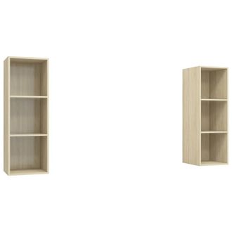 Berkfield Home Wall-mounted TV Cabinets 2 pcs Sonoma Oak Engineered Wood in Light Tan
