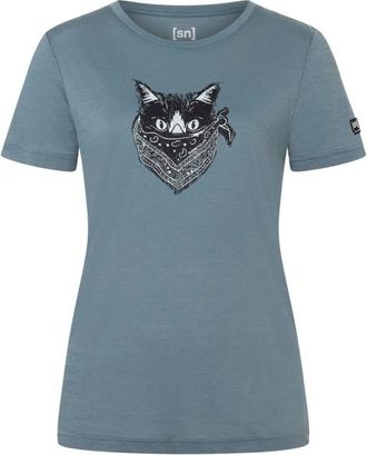 super.natural Bandito Cat Tee Merinoshirt f&uuml;r Damen | grau