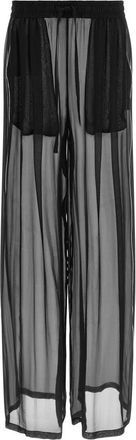 Dolce & Gabbana Broeken, Dames, Zwart, S, Chiffon, Zijden Chiffon Wijde Pijpen Broek