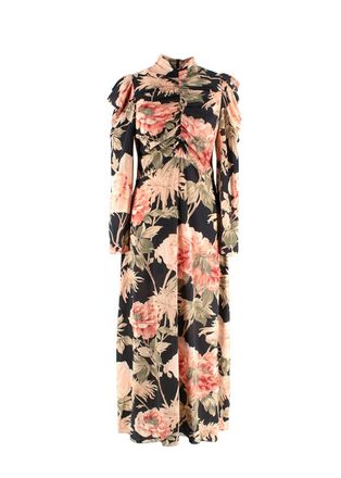Zimmermann Black Floral Espionage Silk Midi Dress Size M