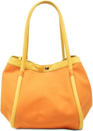 Herm&egrave;s Orange Yellow Canvas Shoulder Bag Tote Bag (Pre-Owned)