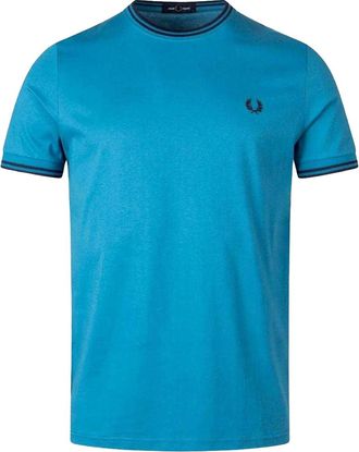 Fred Perry Heren Twin Tip T-Shirt (Oceaanblauw)