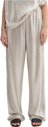 Ahlvar Ayla paillettenbroek - Dames - Wijde Broeken - Beige - M - Pailletten - Broeken