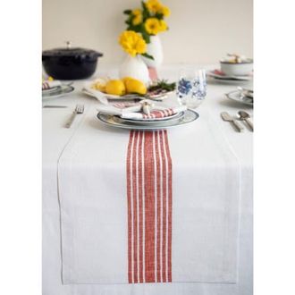 Solino Home Linen Table Runner for Dining Table, Holiday and Everyday Table Decor - Farmhouse in Red And White at Nordstrom, Size Xx-Small