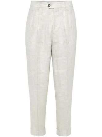 Brunello Cucinelli pleat-detail trousers - men - Fabric/Wool/Eco Linen - 52 - White