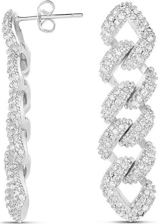 SHYMI Pave Cuban Drop Earrings in Silver at Nordstrom
