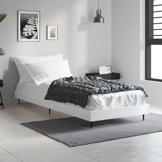 vidaXL Estructura De Cama Madera De Ingenier&iacute;a Blanco Brillo 75x190 Cm Vidaxl
