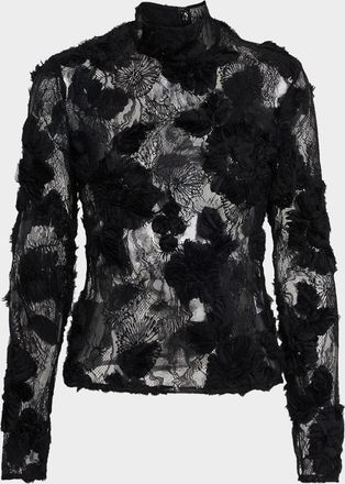 Aknvas Freja Floral Lace Mock-Neck Top