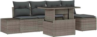 vidaXL Garden Sofa Set with Cushion 6 pcs Grey Vidaxl