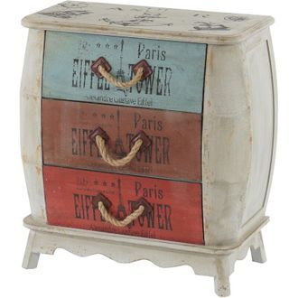 Hhg Como cassettiera shabby vintage legno stile spagnolo modello Leiria 36x70x75cm