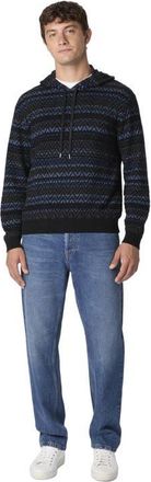 Missoni Hooded Sweater In Wool Blend With Zigzag Pattern in Black & Blue at Nordstrom, Size 50 It