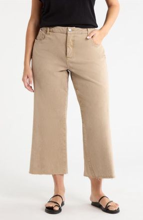 Kut from the Kloth Meg Fab Ab Raw Hem High Waist Ankle Wide Leg Jeans in Chai at Nordstrom, Size 16W