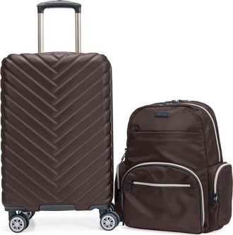 Kenneth Cole Madison Square 2-Piece Hardside Carry-On Luggage & Backpack Set in Chocolate Brown at Nordstrom Rack