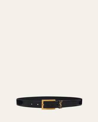 Saint Laurent Cassandre Belt in Eel Leather