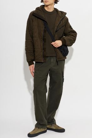 Stone Island Quilted Jacket With Hood, Mens, Brown