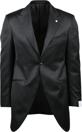 Luigi Bianchi Mantova Kostuums, Heren, Zwart, M, Wol, Giacca Tight