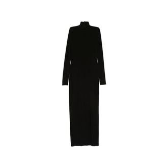 Norma Kamali Gowns, female, Black, Size: XS Long Sleeve Turtleneck Maxi Dress