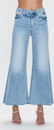 Pistola Denim Izzy High Waist Raw Hem Wide Leg Flare Jeans in Strive at Nordstrom Rack, Size 32
