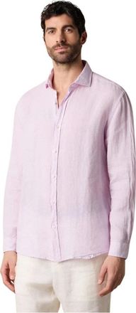 Brooks Brothers Regular Fit Linnen Overhemd met gespreide kraag - Heren - Casual Overhemden - Paars - L - Linnen - Overhemden