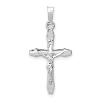Diamond2Deal 14k White Gold Polished INRI Crucifix Pendant