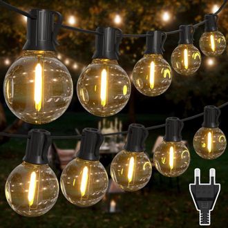 OEM Guirnalda De Luces Exteriores De 30 M, Con 50+2 Bombillas Led G40, Resistente Al Agua Ip45, Luz Blanca C&aacute;lida Para Patio, Bodas Y Navidad -crezuo