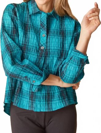 Habitat Womens Crinkle Windowpane Chill Pullover In Pacific