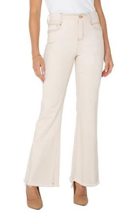 Liverpool L.A. Gia Glider Frayed Pull-On Flare Jeans in Seaside Dunes at Nordstrom Rack, Size 16 (Similar To 16W-18W)