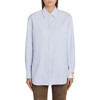 Golden Goose Stripe Cotton Button-Up Shirt in White Infinity at Nordstrom, Size X-Large