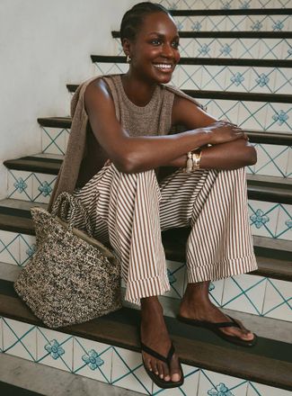 Ibeliv Womens Vanilla crocheted raffia tote bag