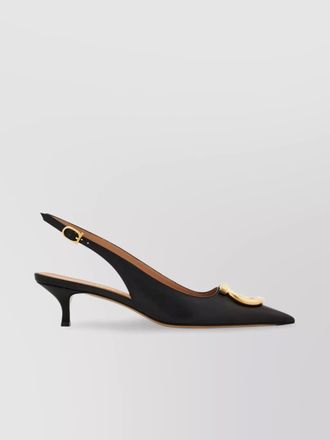 Ferragamo leather slingback pumps gold-tone buckle