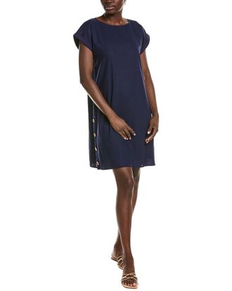 Jones New York Short Sleeve Linen-Blend Swing Dress